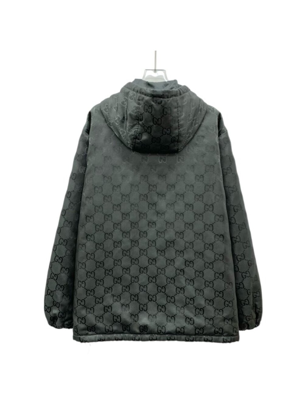 Gucci Off The Grid Dark Grey All-Over Tonal Logo Hooded Drawstring Zip Jacket - Picture 2 of 8